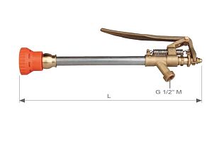 Пистолет распылительный  40 бар, копье 600 мм, форсунка 1,5 мм, вход Ш1/2"